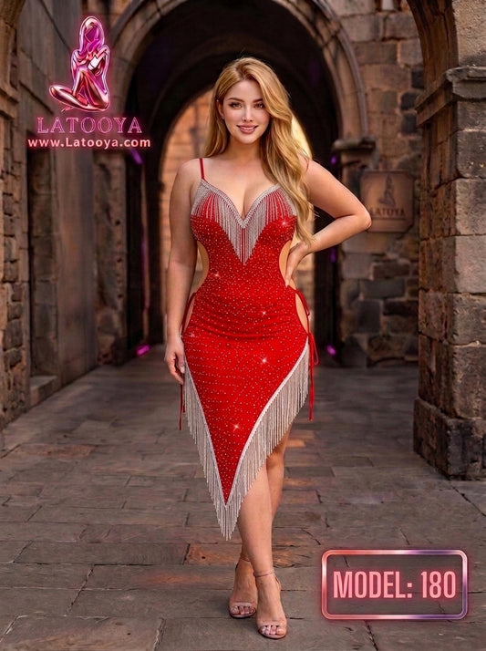 فستان استراس شراريب - كود 180